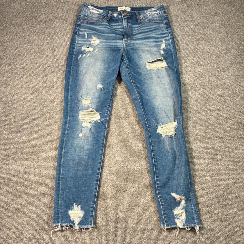 BKE Parker Universal Fit High Rise Ankle Skinny Jeans Womens 29 Distressed Blue